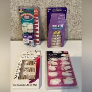 Nailene Nail Glue with Nails Plus French Manicure LA Colors Fashion 4 Packages